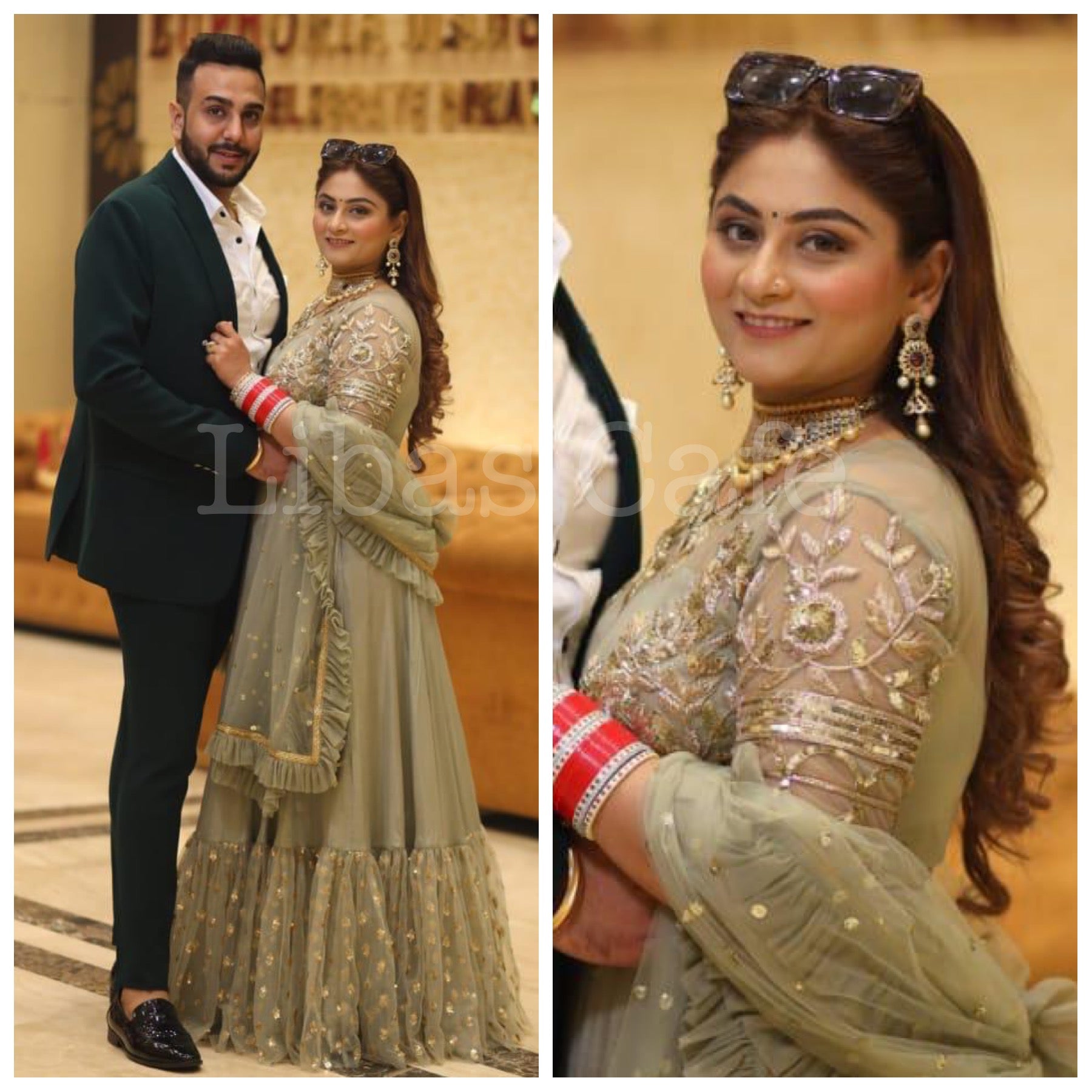 Client In Olive Green Lehenga